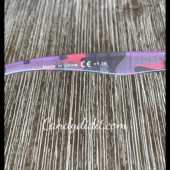 Translucent Pink Camo W/Orange Crystals Bling Reader Glasses With Case - Picture 8 of 10